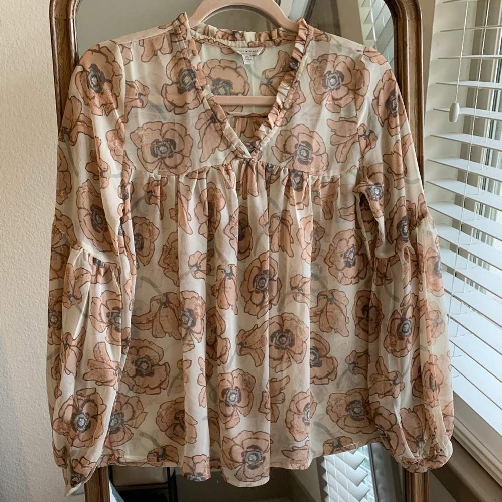 Lucky Brand Cream Floral Blouse